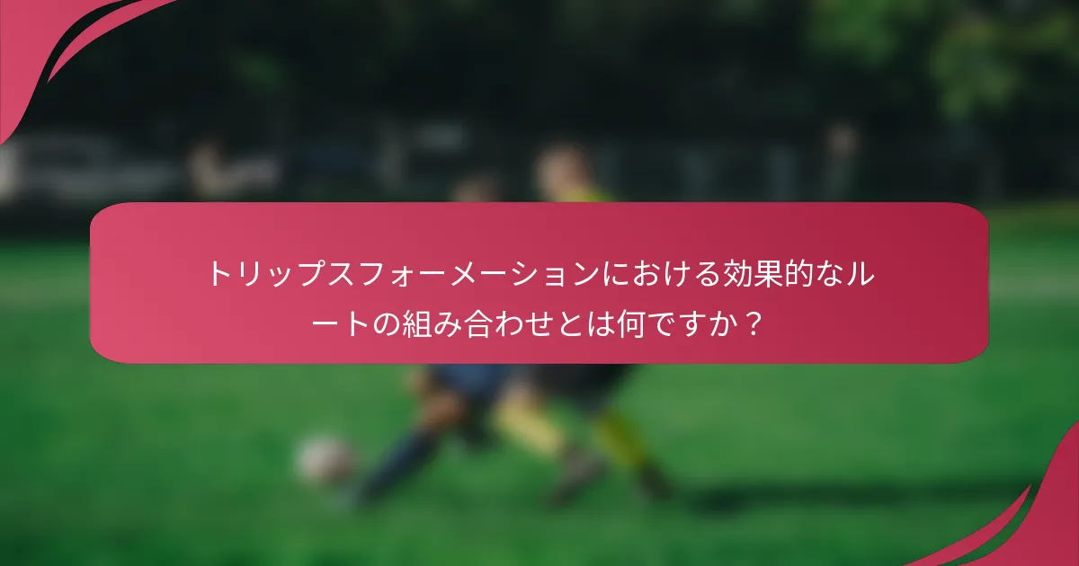 トリップスフォーメーションにおける効果的なルートの組み合わせとは何ですか？